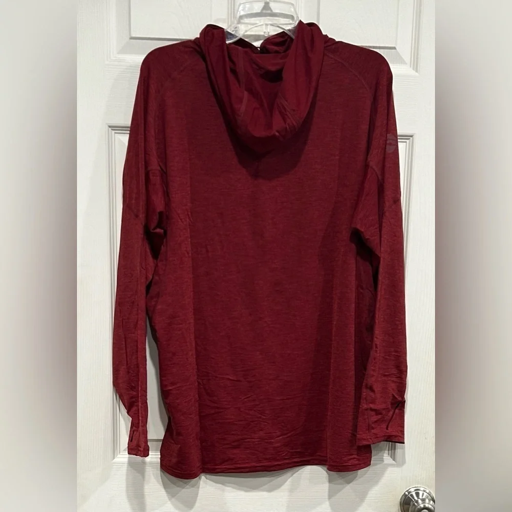 NRS Men's XL Silkweight Hooded Shirt - UPF 50+ Long Sleeve T-Shirt Red Vino NWT